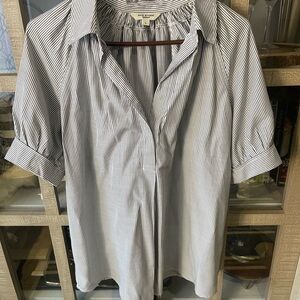 Max Studio Grey and White Striped Top